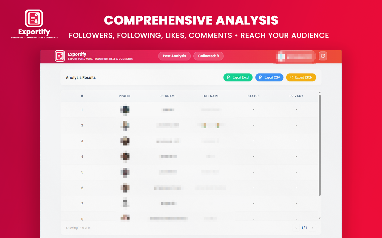 Export Instagram Followers and Engagement Data to Excel/CSV/JSON (Free & Safe)