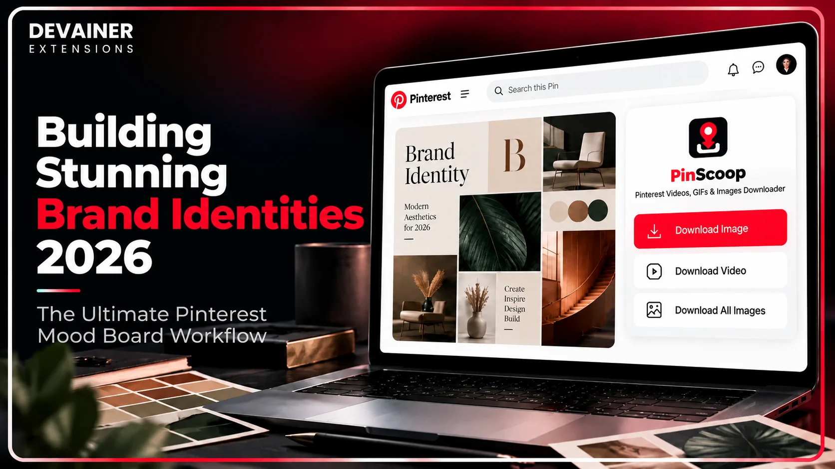 Building Stunning Brand Identities in 2026 with Pinterest mood boards and PinScoop HD image downloader for creative designers